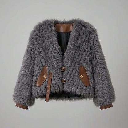 Raccoon fur grass coat, woven with car stripes, women's short jacket, Haining autumn and winter new small fresh and stylish, age reducing — variant_front