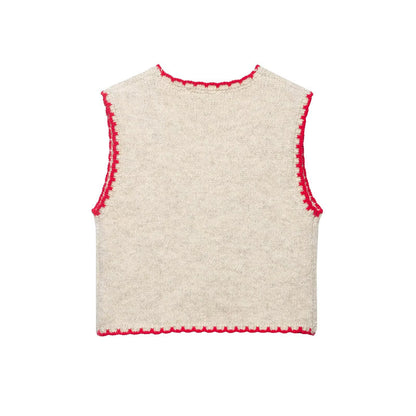 Women's embroidered knitted vest