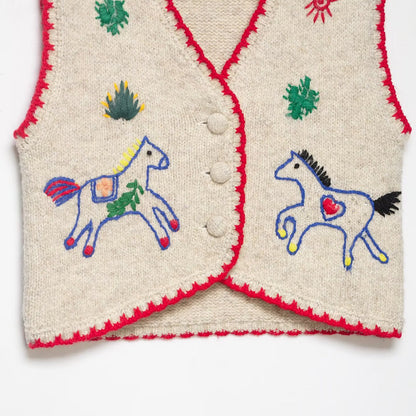 Women's embroidered knitted vest