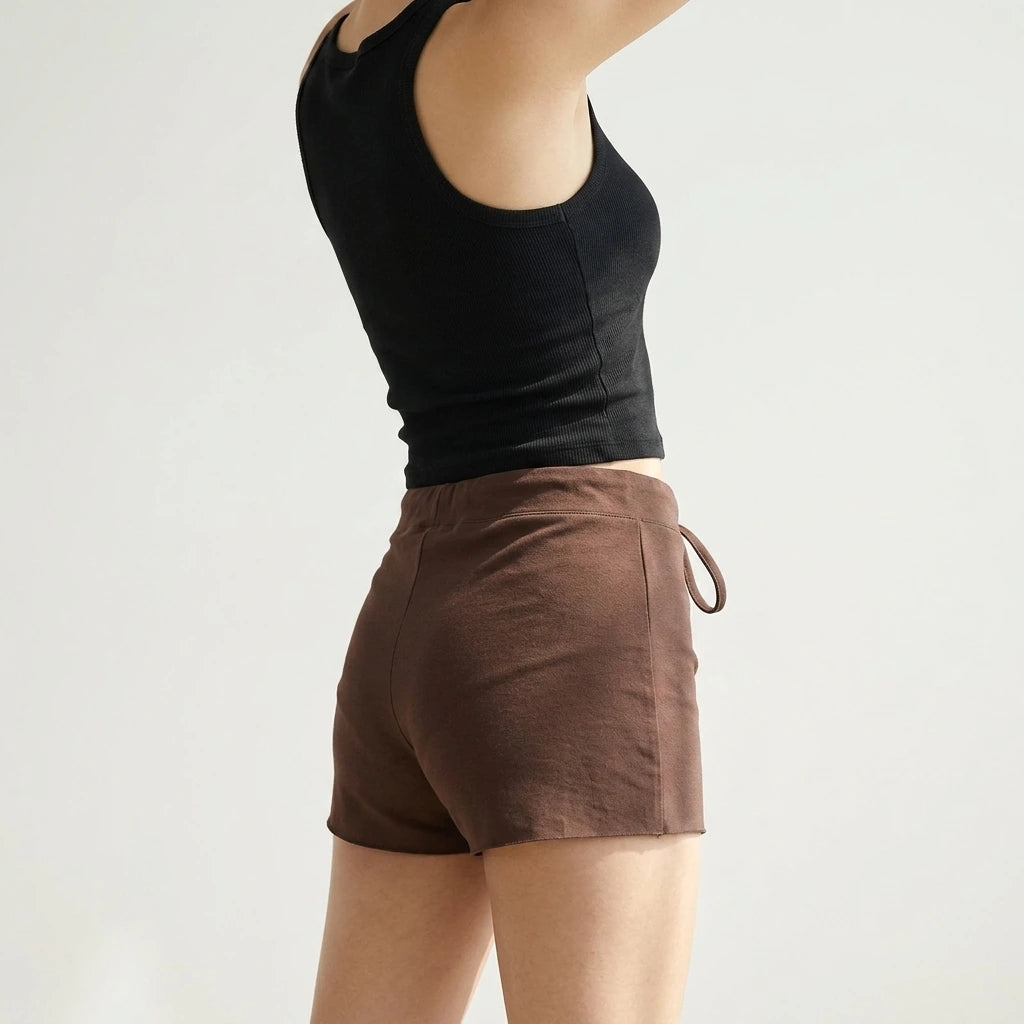 High-waist Cotton Drawstring Shorts High-waist Fitted Shorts — variant_front