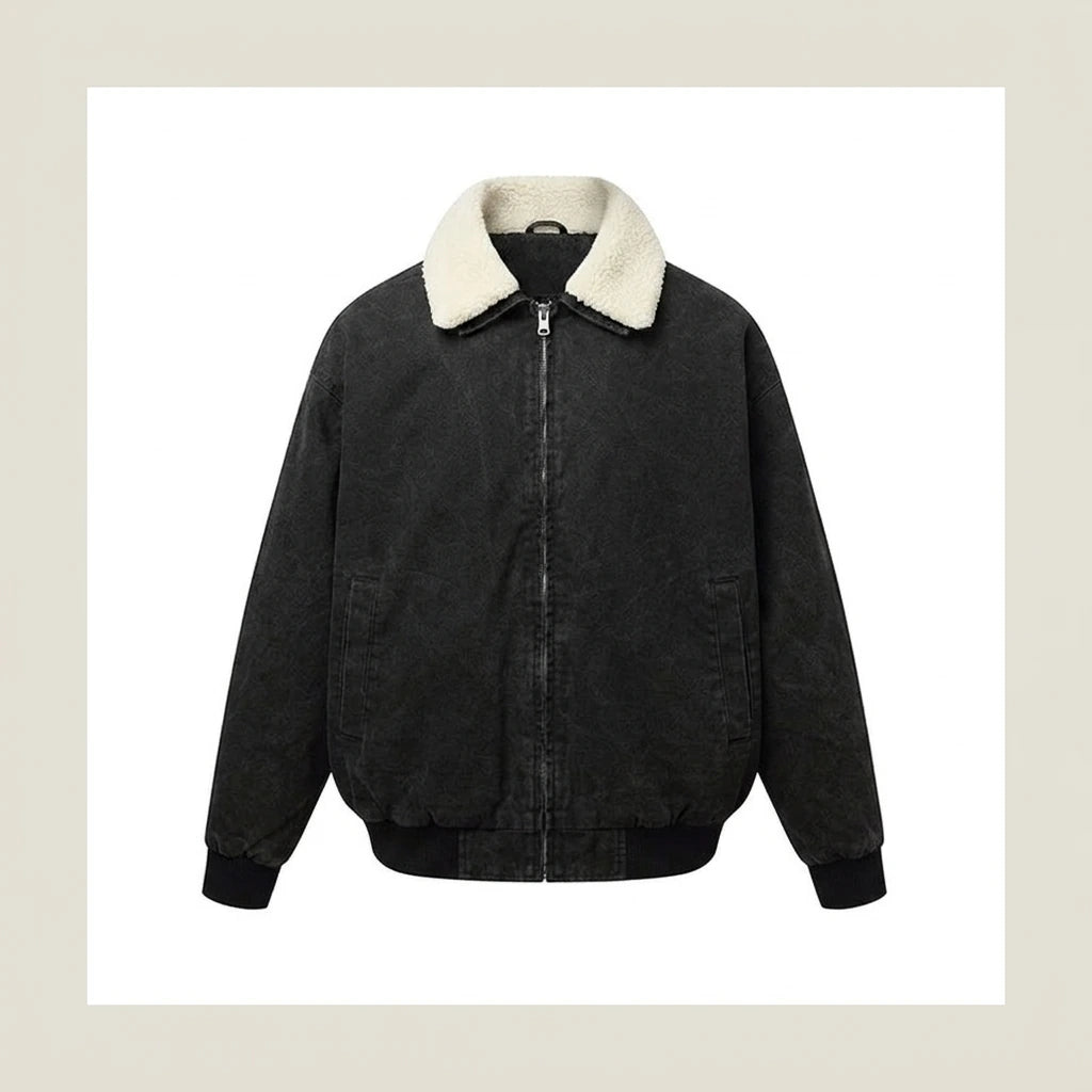 Collar  Faux shearling Stand-up collar Oversized  Jacket — variant_front