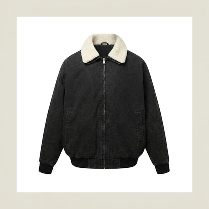 Collar  Faux shearling Stand-up collar Oversized  Jacket — variant_front