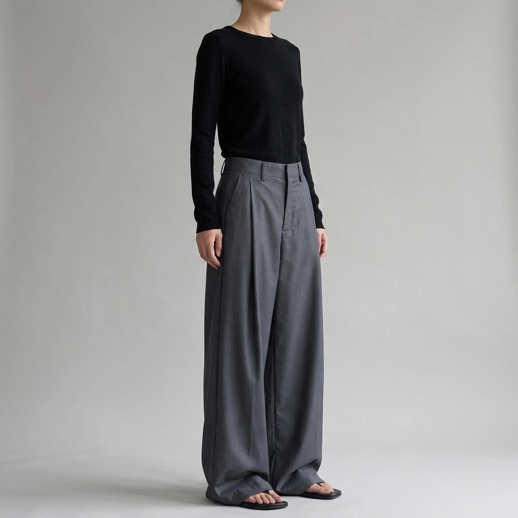 Women's Pants Pleated Tailored Knife-Edge Suit Casual Trousers — lifestyle