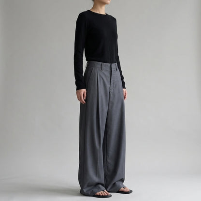 Women's Pants Pleated Tailored Knife-Edge Suit Casual Trousers — lifestyle