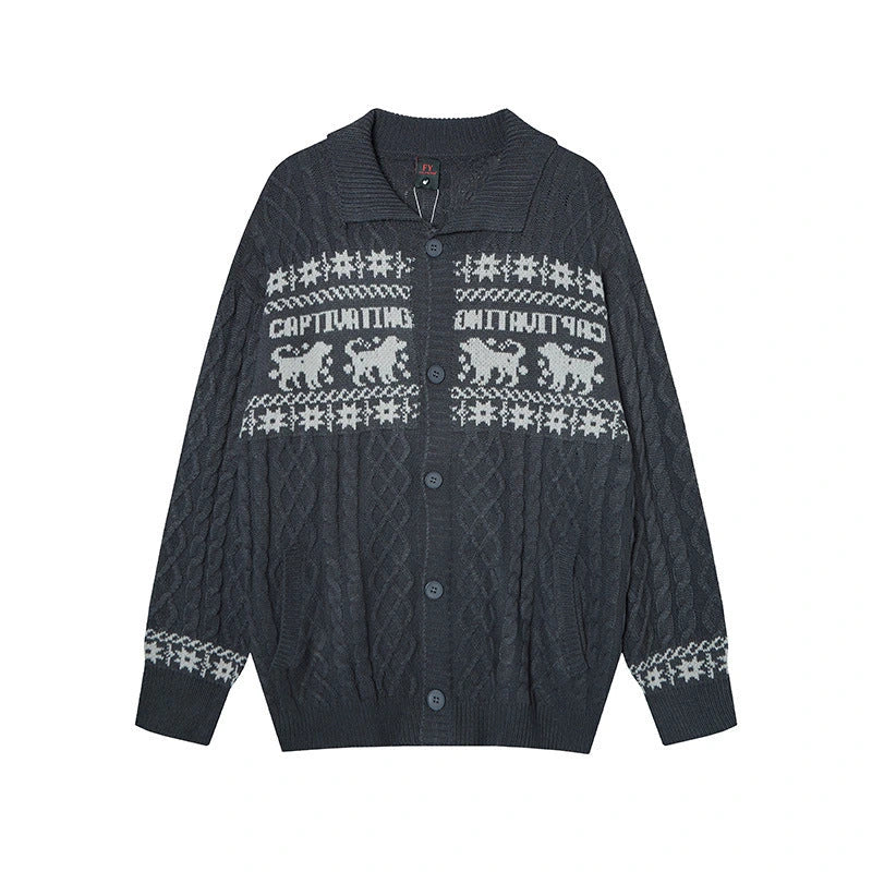 Isle Knit Cardigan for Women Chunky Cable Knit Oversized Relaxed Fit — variant_front