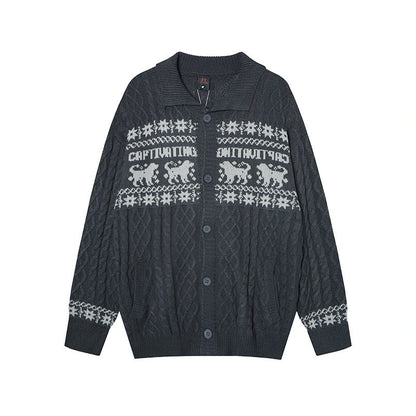 Isle Knit Cardigan for Women Chunky Cable Knit Oversized Relaxed Fit — variant_front