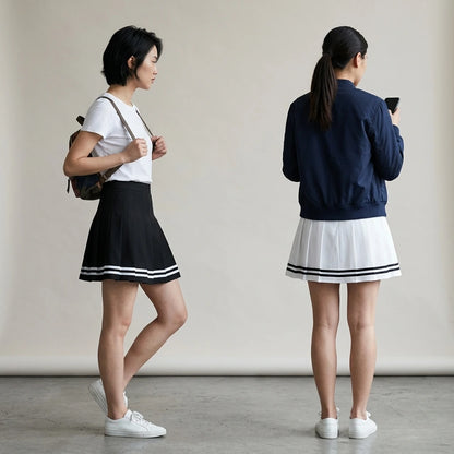 Fashion Preppy Style Pleated Skirts Women 2025 Spring Summer New A Line Short Dress Sweet Girl High Waist Petchwork Skirt Street — lifestyle
