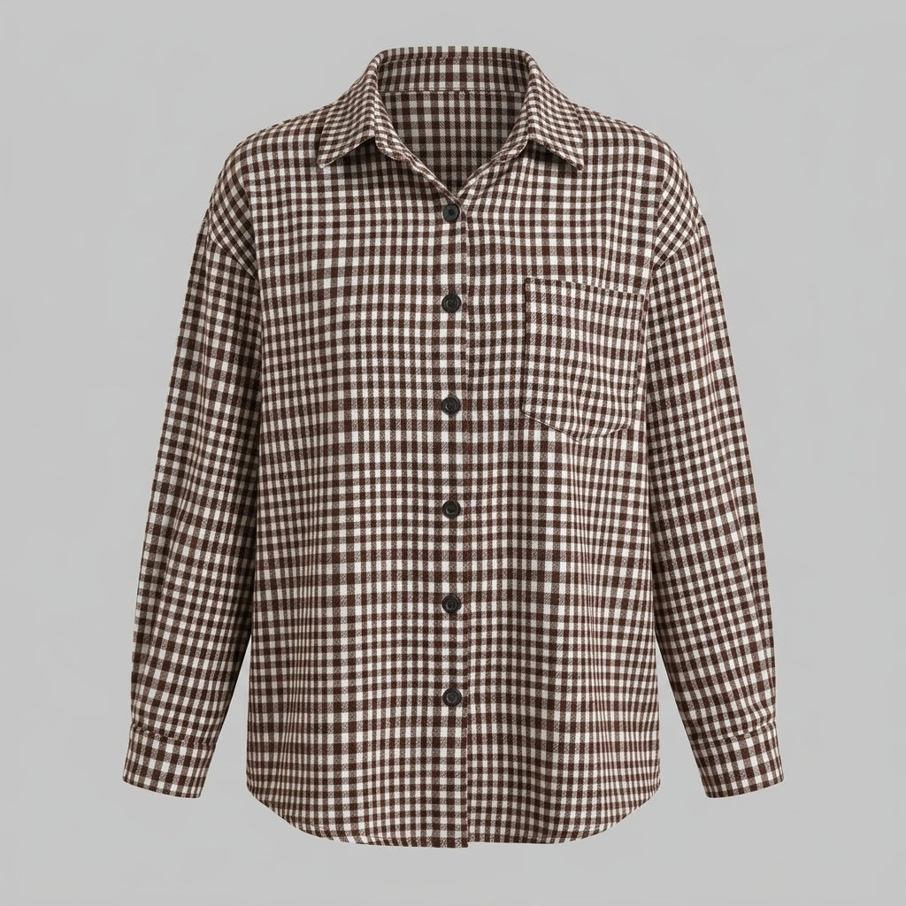 Thousand bird plaid button down flannel shirt — variant_front