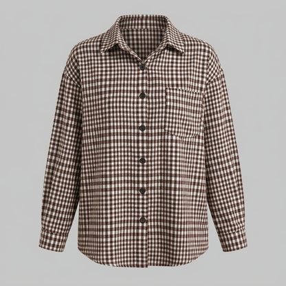 Thousand bird plaid button down flannel shirt — variant_front