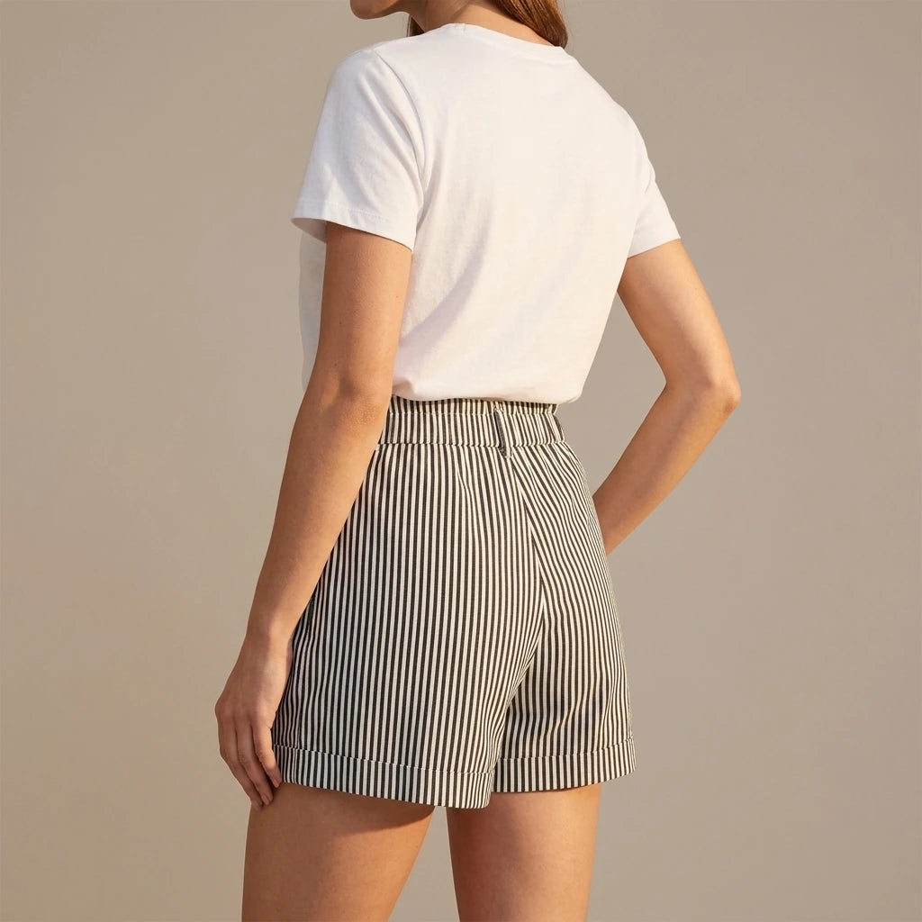 High Waist Striped Shorts — variant_front