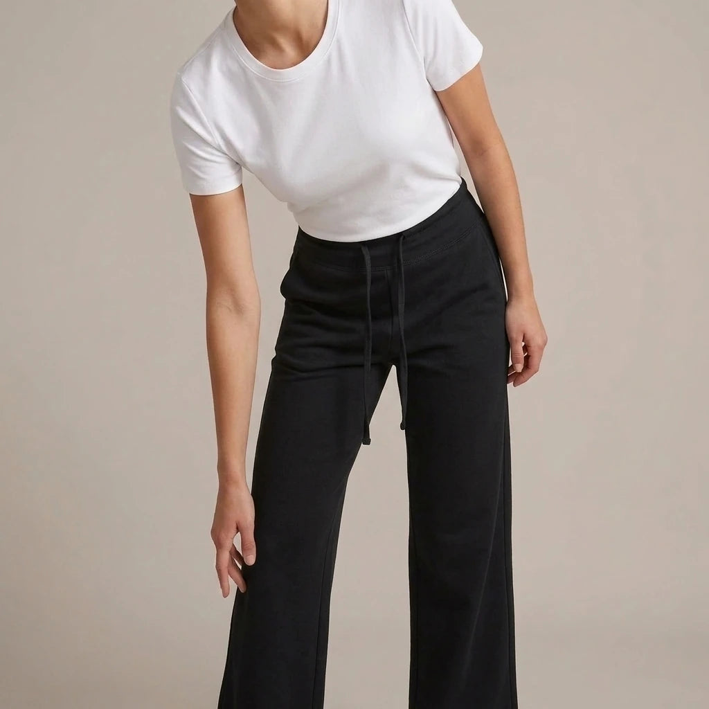 Yoga drawstring high waist wide leg walking pants casual pants — variant_front