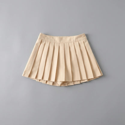 Zoki Sexy Women Pleated Skirts High Waist Summer Vintage Mini Skirts Korean Tennis Student White Designed Dance Skirt — variant_front
