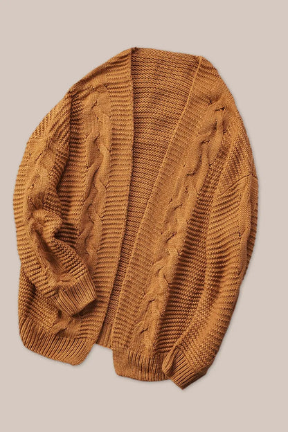 Cable-Knit Open Front Cardigan — variant_front