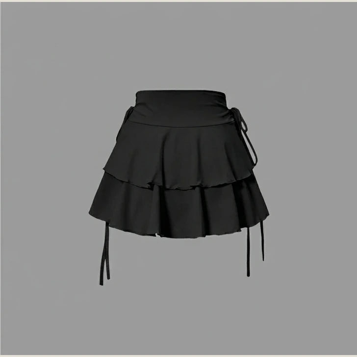 New Solid Color Skirt Women Summer Fashion Outdoor Versatile High Waist Slim Fit Elastic Waist Short Skirt Goods In Stock — product_only_back