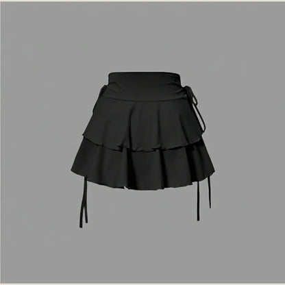New Solid Color Skirt Women Summer Fashion Outdoor Versatile High Waist Slim Fit Elastic Waist Short Skirt Goods In Stock — product_only_back