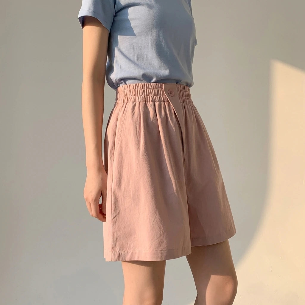 High-Waist Slimming Loose Wide-Leg Elastic Sports Pants Versatile Casual Plus-Size  Shorts Women Trendy — variant_front