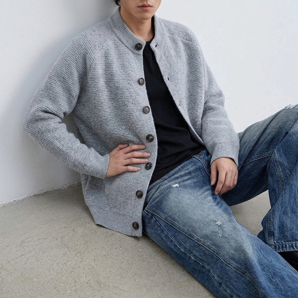 High-End Chunky Knit Sweater Unisex Couple Cardigan Outerwear Knitwear — variant_front