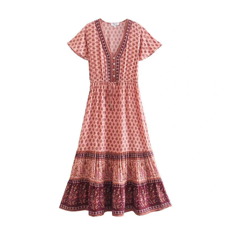 Bohemian positioning cotton dress — variant_front