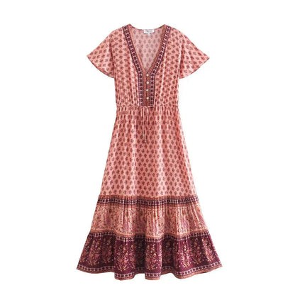 Bohemian positioning cotton dress — variant_front