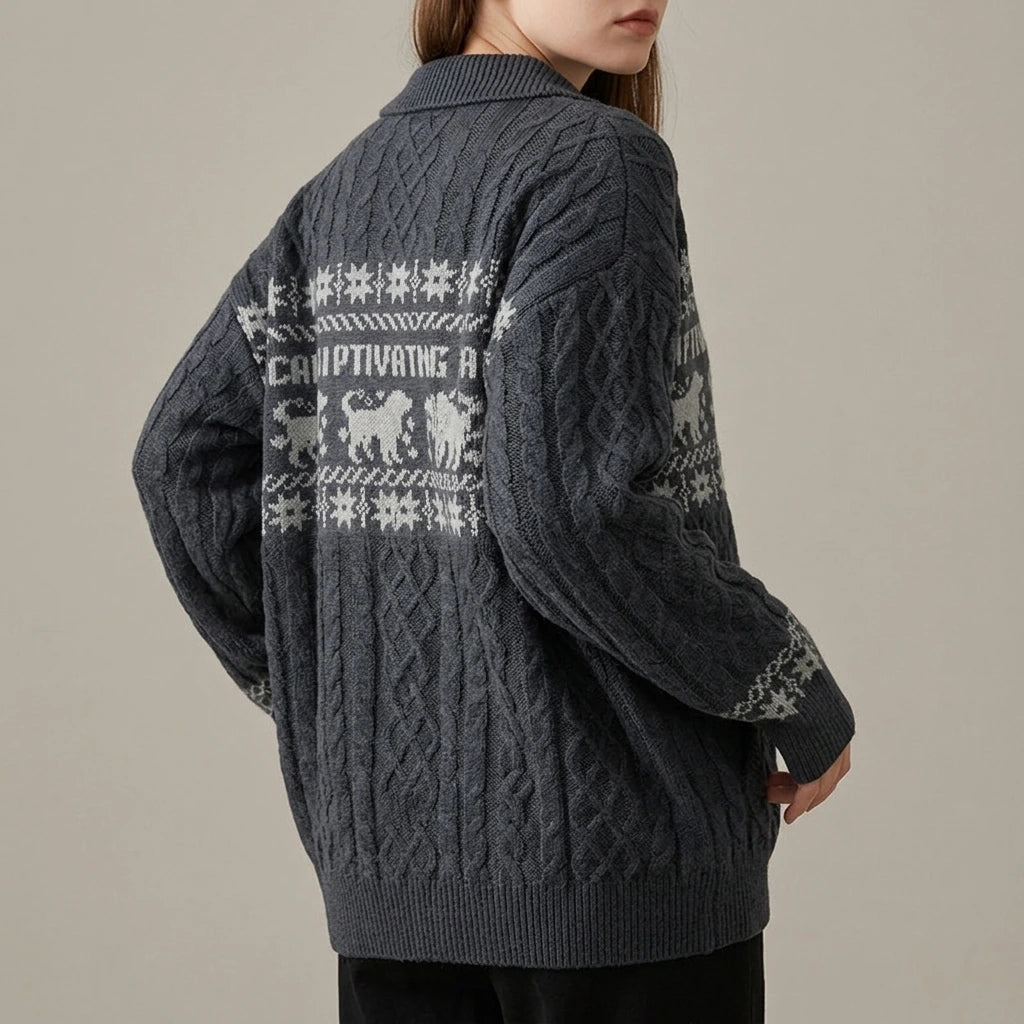Isle Knit Cardigan for Women Chunky Cable Knit Oversized Relaxed Fit — lifestyle