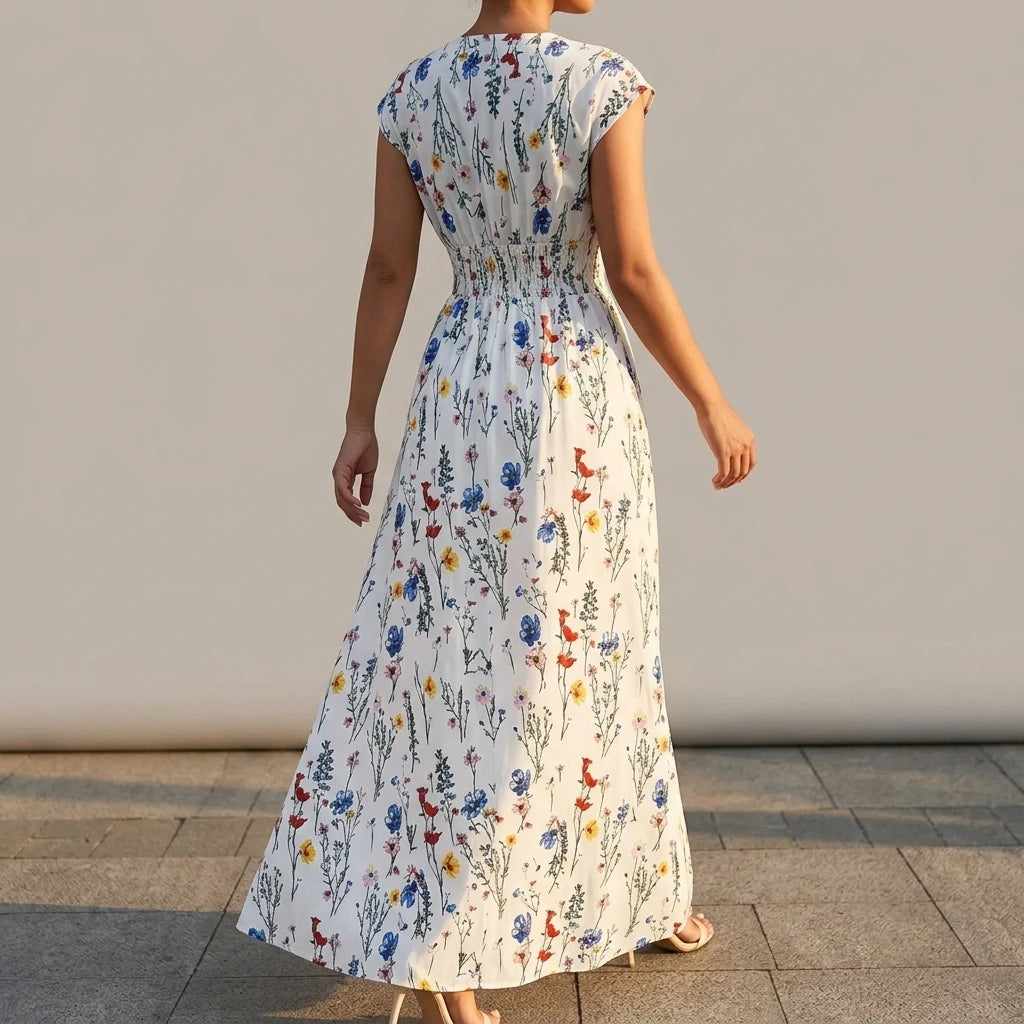 V-neck lace up dress — lifestyle