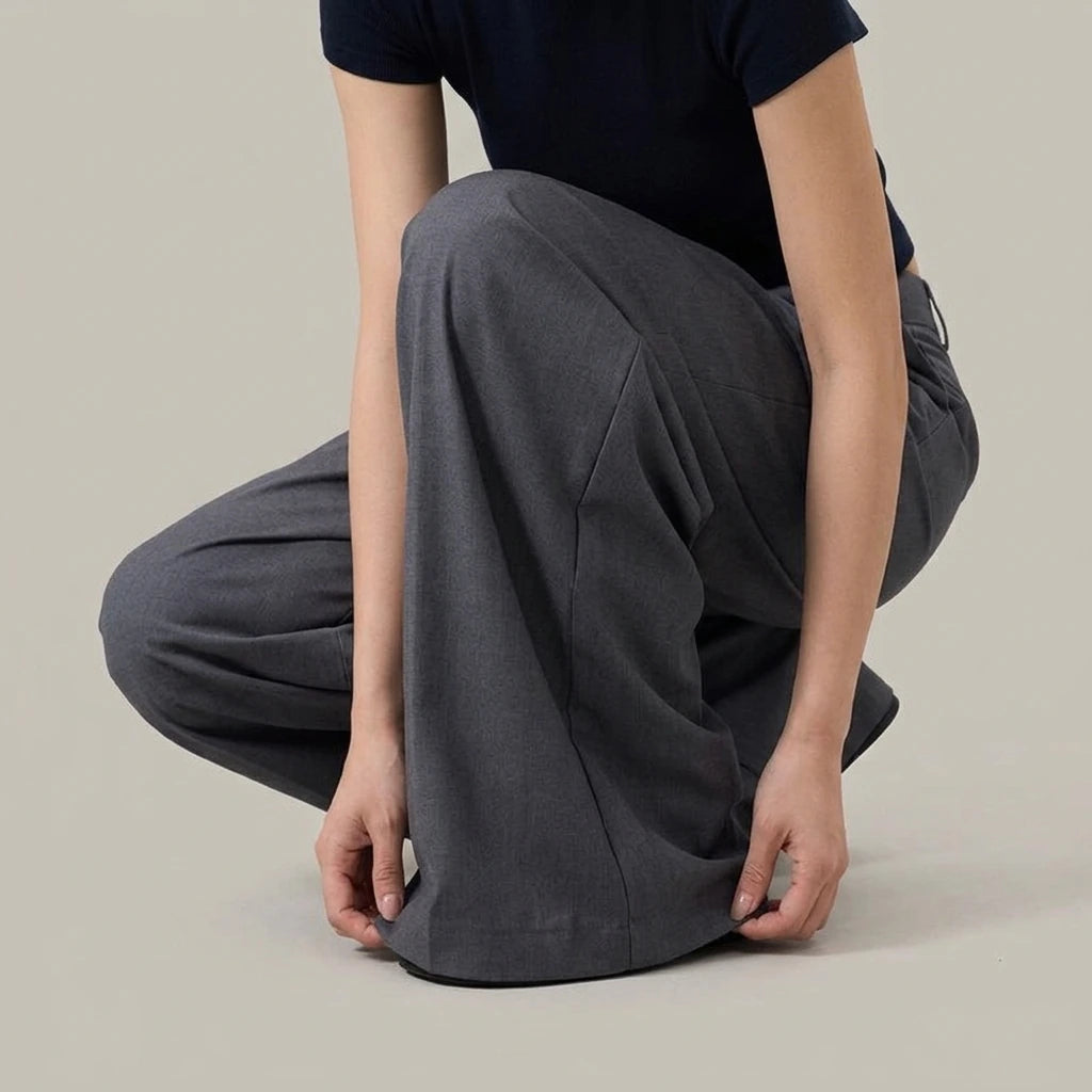 Women's Pants Pleated Tailored Knife-Edge Suit Casual Trousers — lifestyle