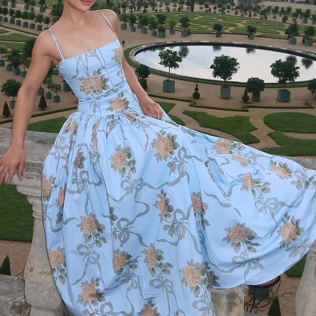 Copy of White Printed Strapless Maxi Dress Backless Fitted Summer Elegant Polyester