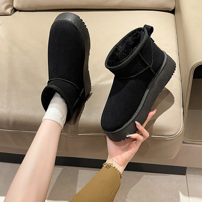 Women ankle 4.5cm rubber boots with fur platform fashion boots