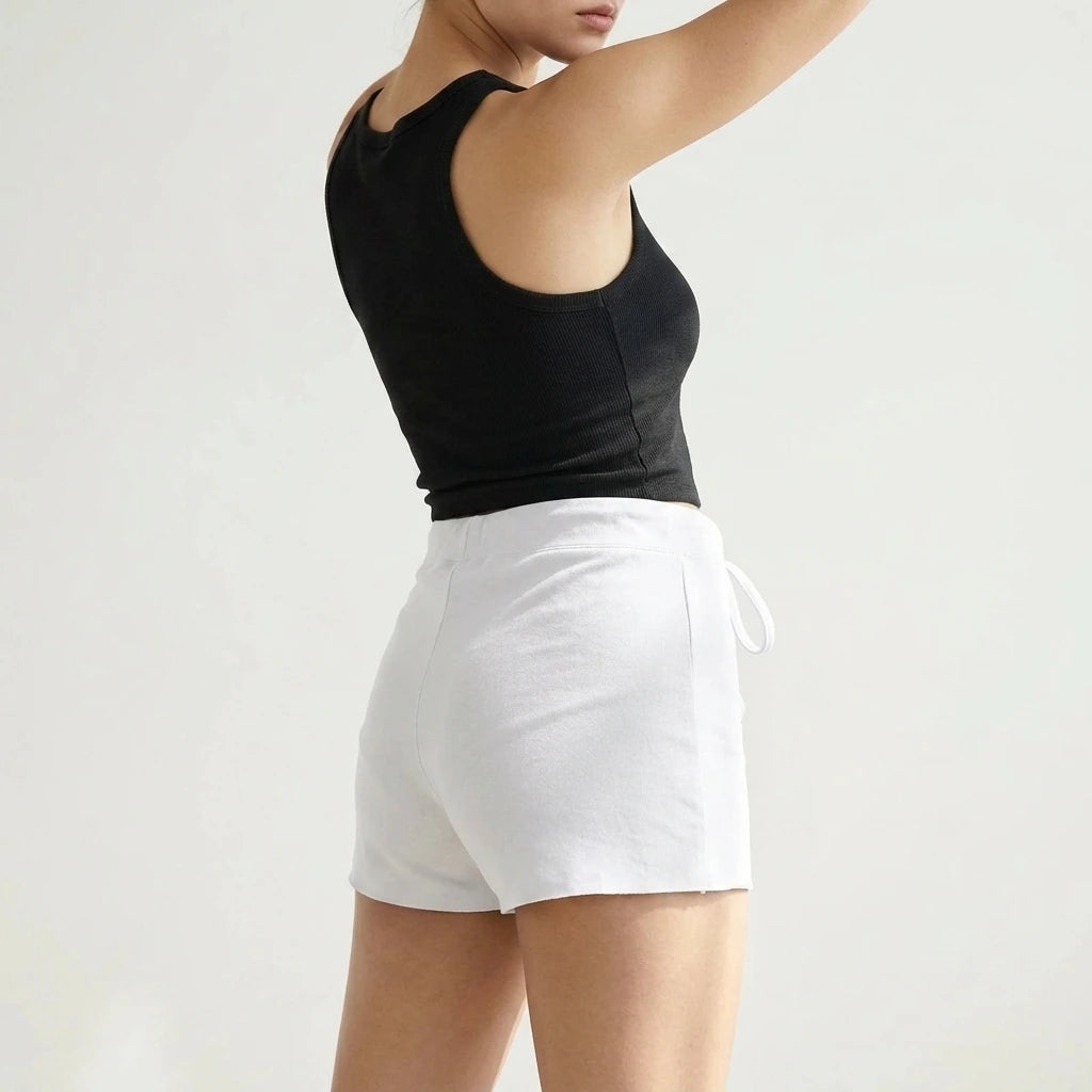 High-waist Cotton Drawstring Shorts High-waist Fitted Shorts — variant_front