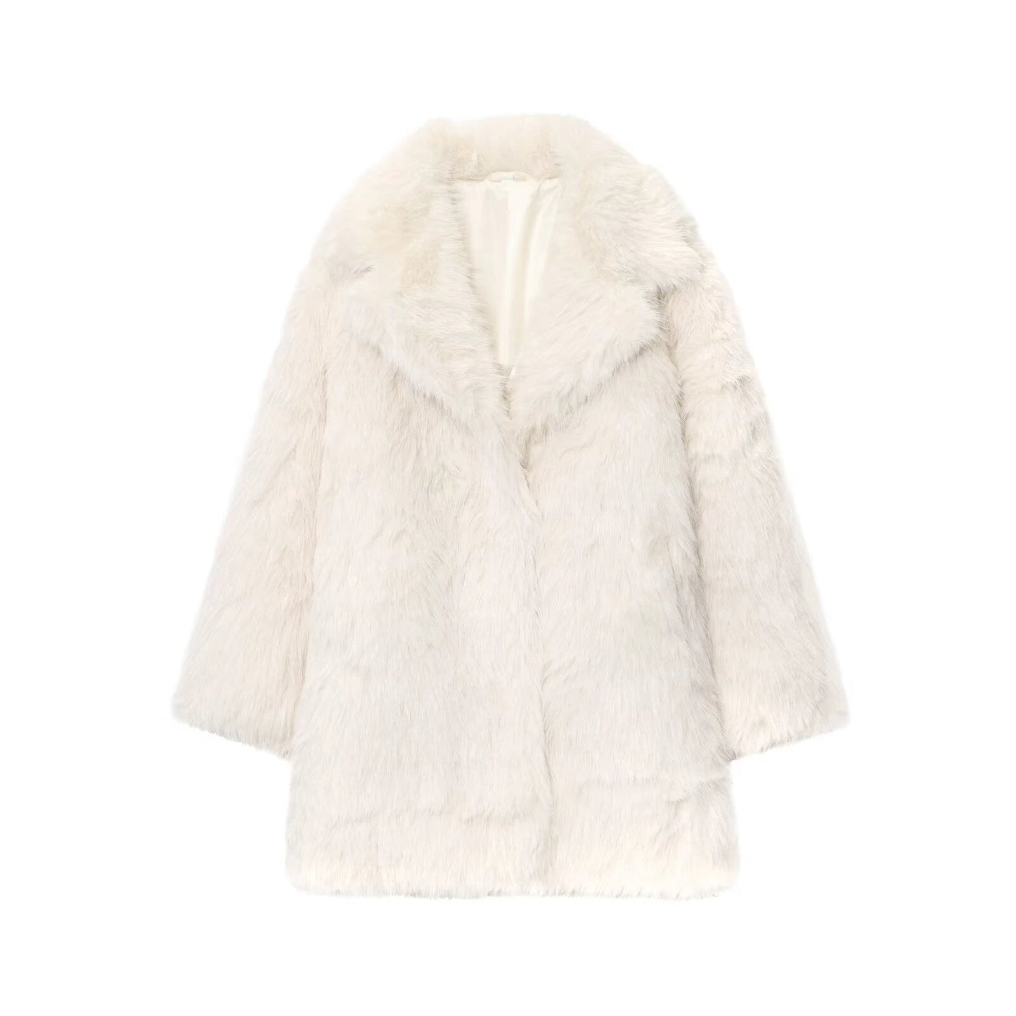 Collar faux fur coat jacket — variant_front