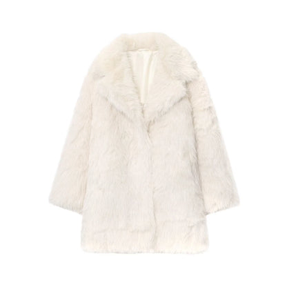 Collar faux fur coat jacket — variant_front