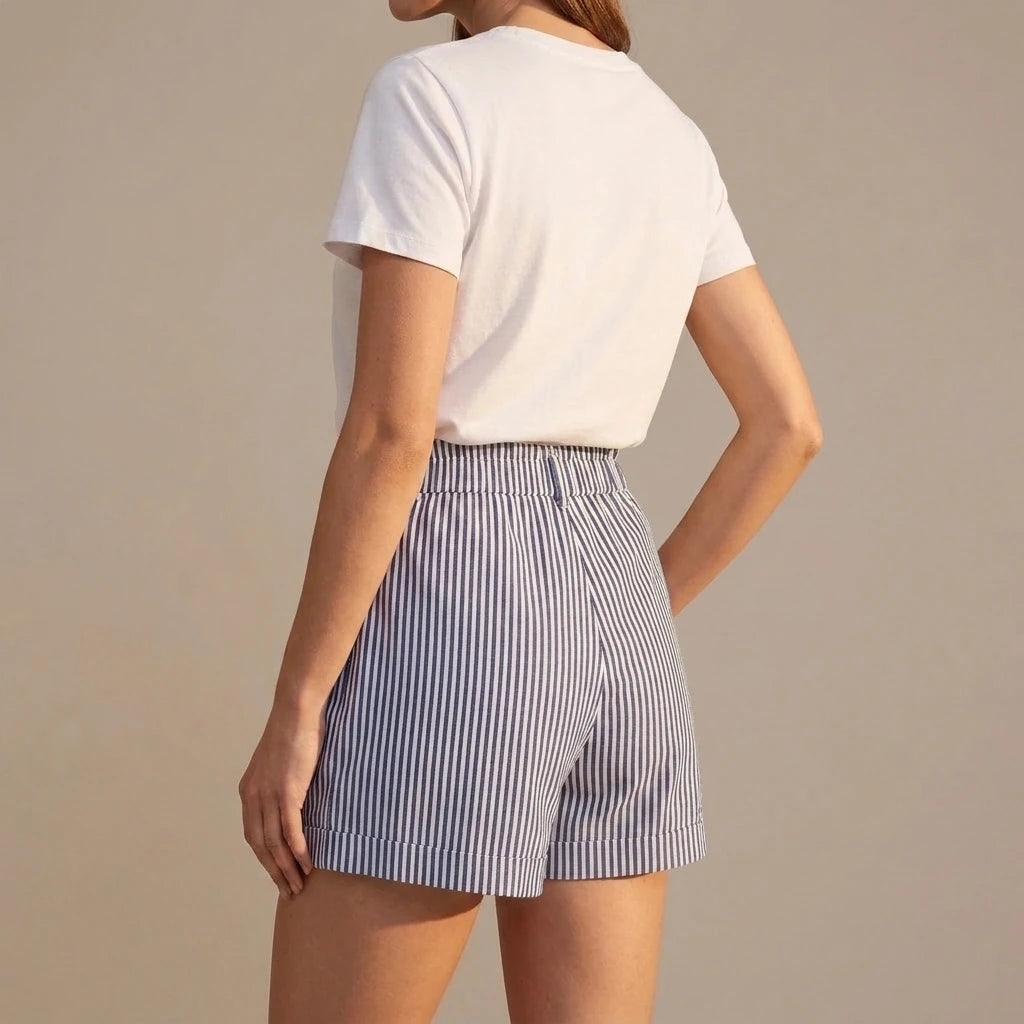 High Waist Striped Shorts — variant_front