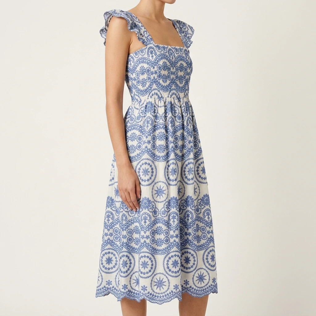 Summer Women's New Hollow Embroidered Suspender Dress — lifestyle