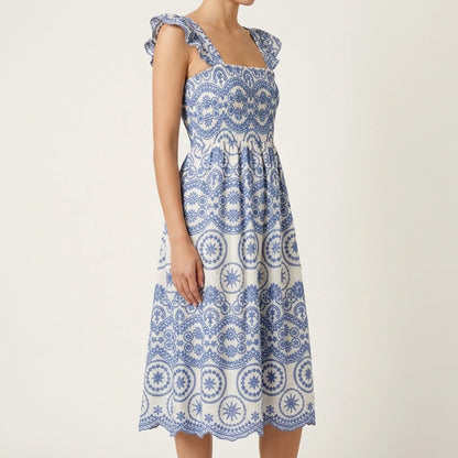 Summer Women's New Hollow Embroidered Suspender Dress — lifestyle