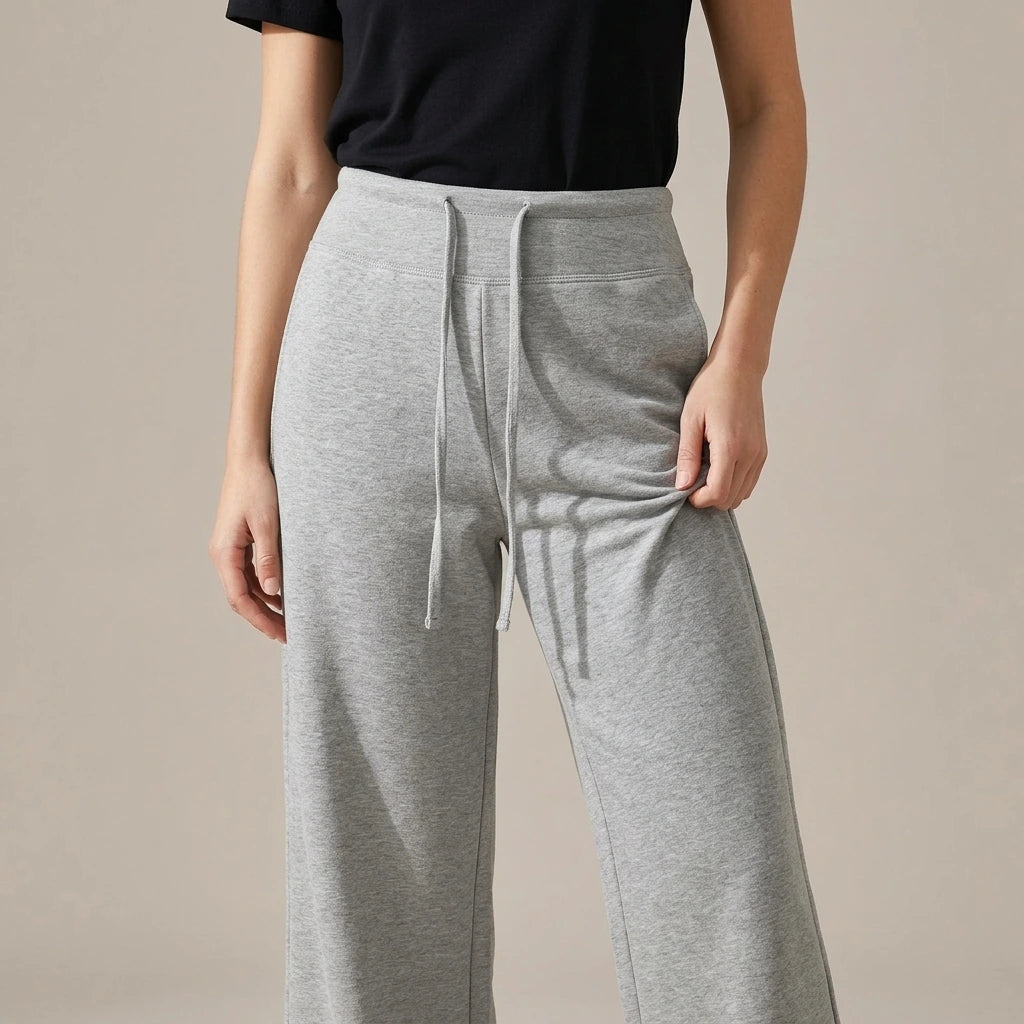 Yoga drawstring high waist wide leg walking pants casual pants — variant_front