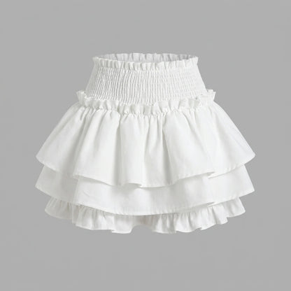 Mini Skirt Cute Sexy Balletcore Elastic High Waist Ball Gown Ruffle Patchwork Lolita Skirt Short Korean Sweet Y2K Women Clothing — variant_front
