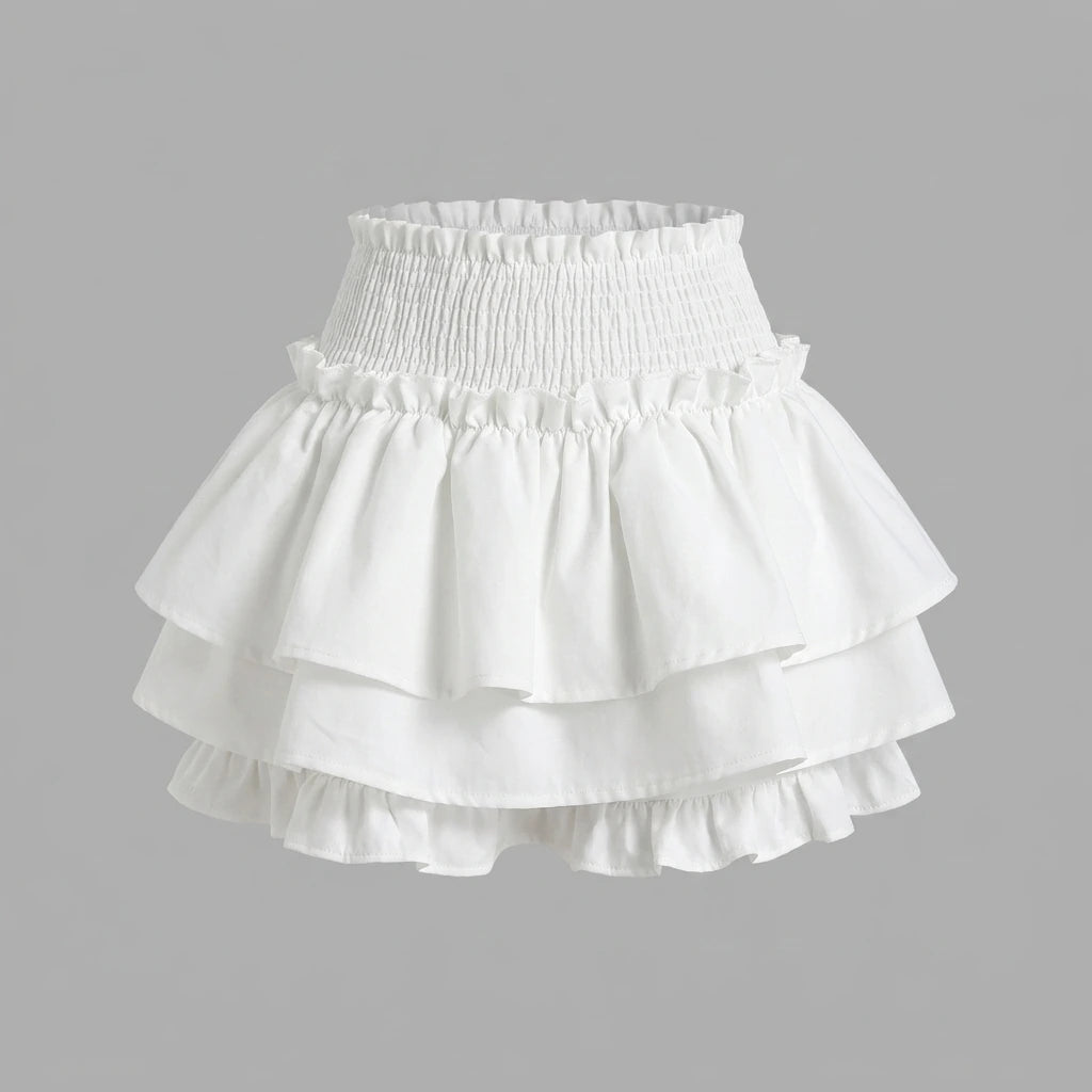 Mini Skirt Cute Sexy Balletcore Elastic High Waist Ball Gown Ruffle Patchwork Lolita Skirt Short Korean Sweet Y2K Women Clothing — variant_front