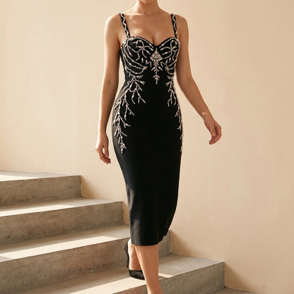 Strapless Dress Bandage Midi Length Banquet Party Evening Gown — lifestyle_lead