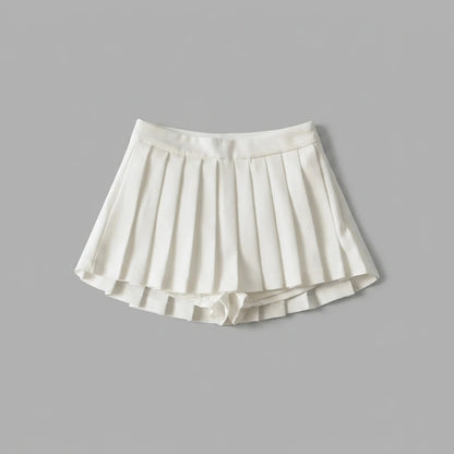 Zoki Sexy Women Pleated Skirts High Waist Summer Vintage Mini Skirts Korean Tennis Student White Designed Dance Skirt — variant_front