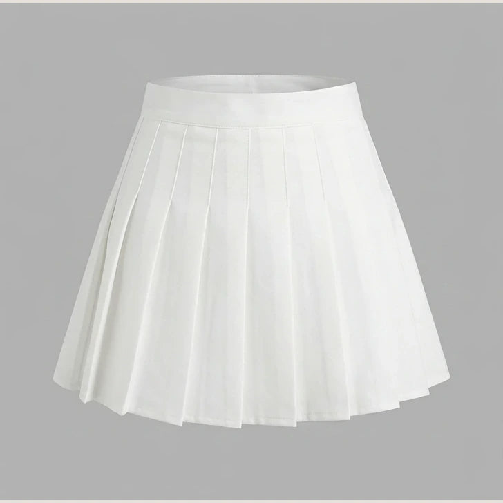 Zoki Sexy Women Pleated Skirts High Waist Summer Vintage Mini Skirts Korean Tennis Student White Designed Dance Skirt — product_only_front