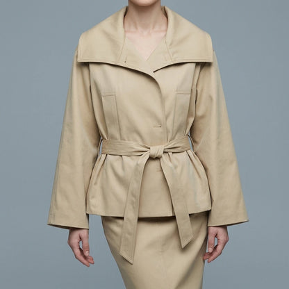 Flip over waistband trench coat — lifestyle