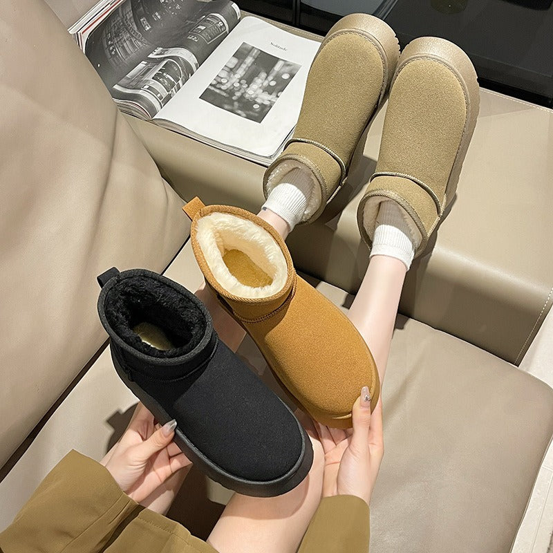 Women ankle 4.5cm rubber boots with fur platform fashion boots