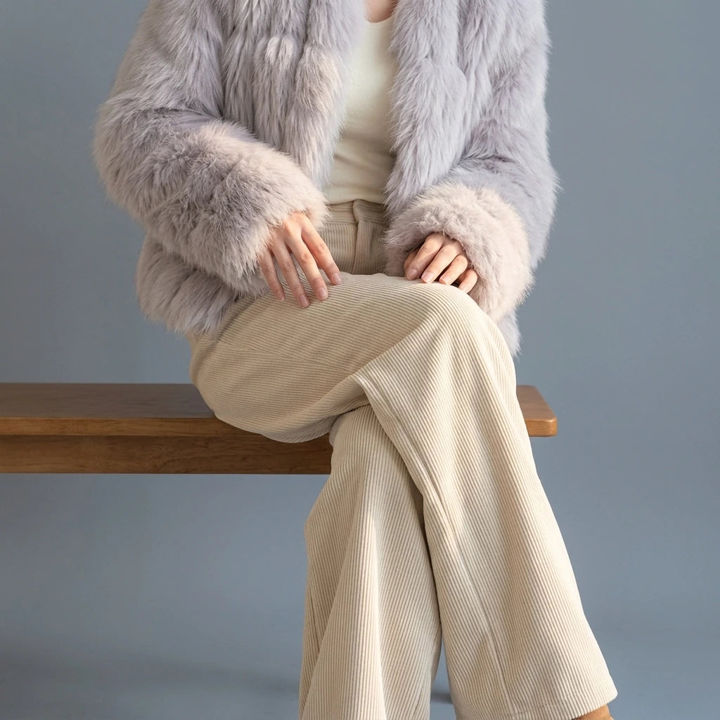 Corduroy Trousers Thick Silver Fox Fleece Long Pants — lifestyle_lead