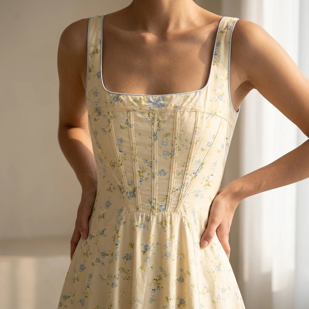 Printed Pattern Midi Dress Strapless Sleeveless Lace Up Elastic Polyester Relaxed Summer — lifestyle_lead