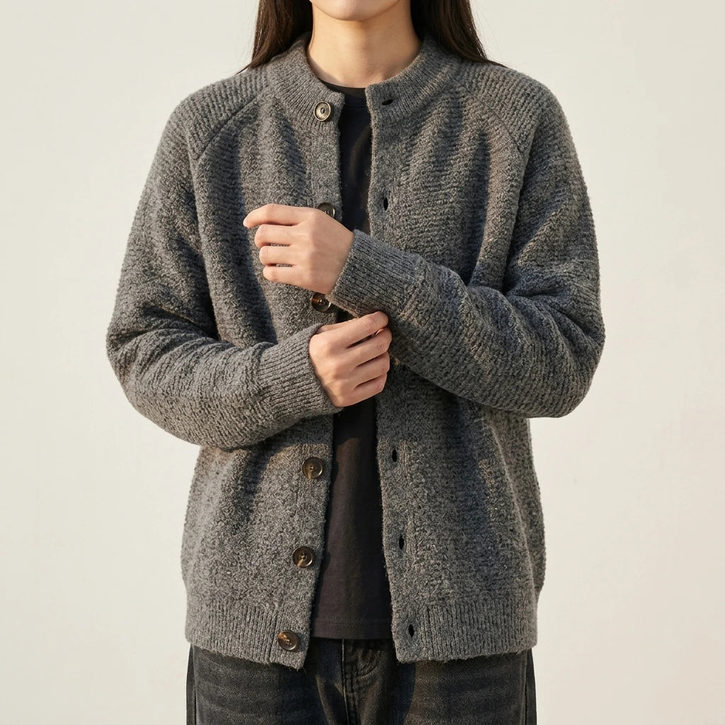 High-End Chunky Knit Sweater Unisex Couple Cardigan Outerwear Knitwear — lifestyle