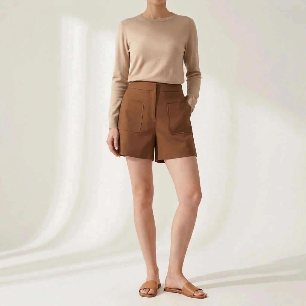 High waisted wide leg shorts — variant_front