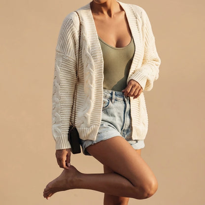 Cable-Knit Open Front Cardigan — lifestyle