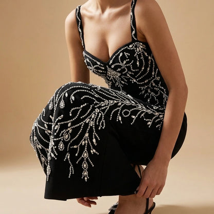 Strapless Dress Bandage Midi Length Banquet Party Evening Gown — lifestyle