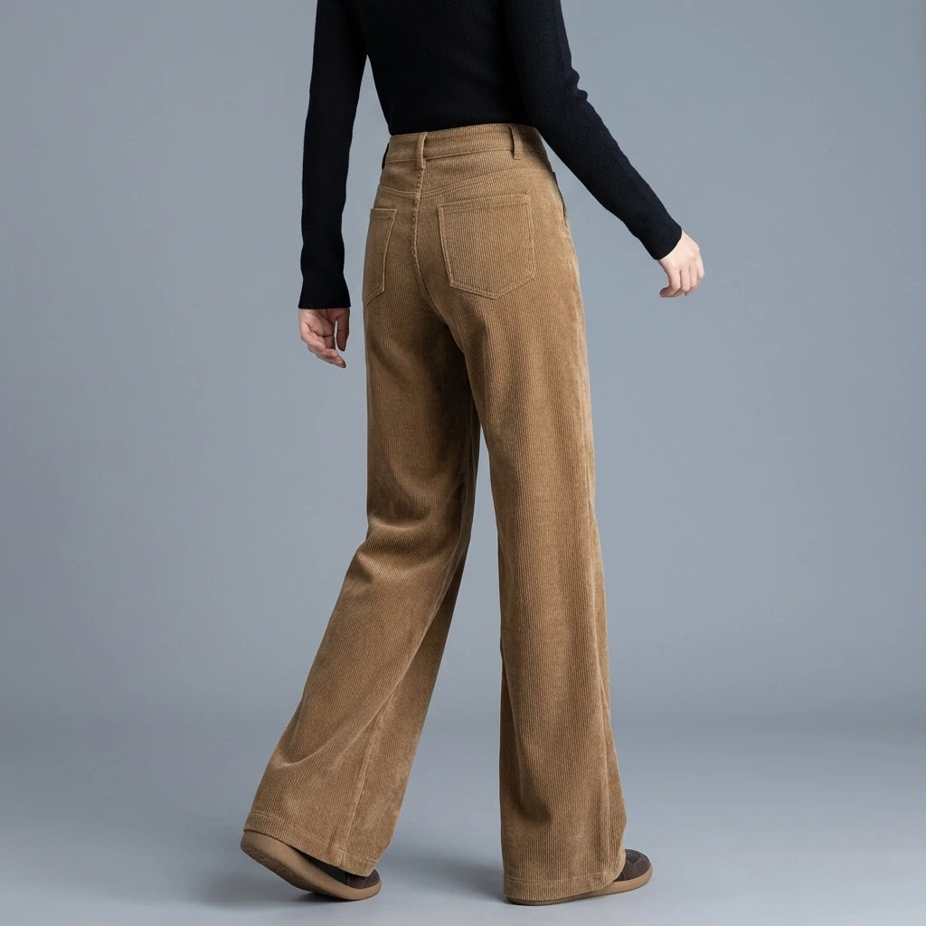 Corduroy Wide-Leg Pants Versatile Loose Casual Trousers for Women — lifestyle