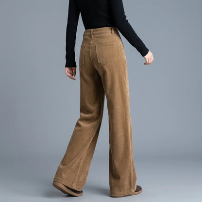 Corduroy Wide-Leg Pants Versatile Loose Casual Trousers for Women — lifestyle
